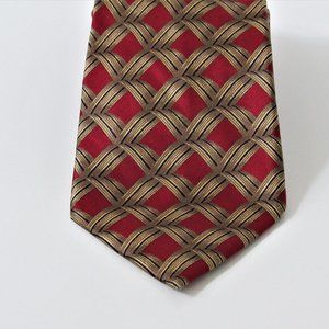 Men's Burgundy Red Tie | Vintage LANVIN Silk Red Geometric Necktie